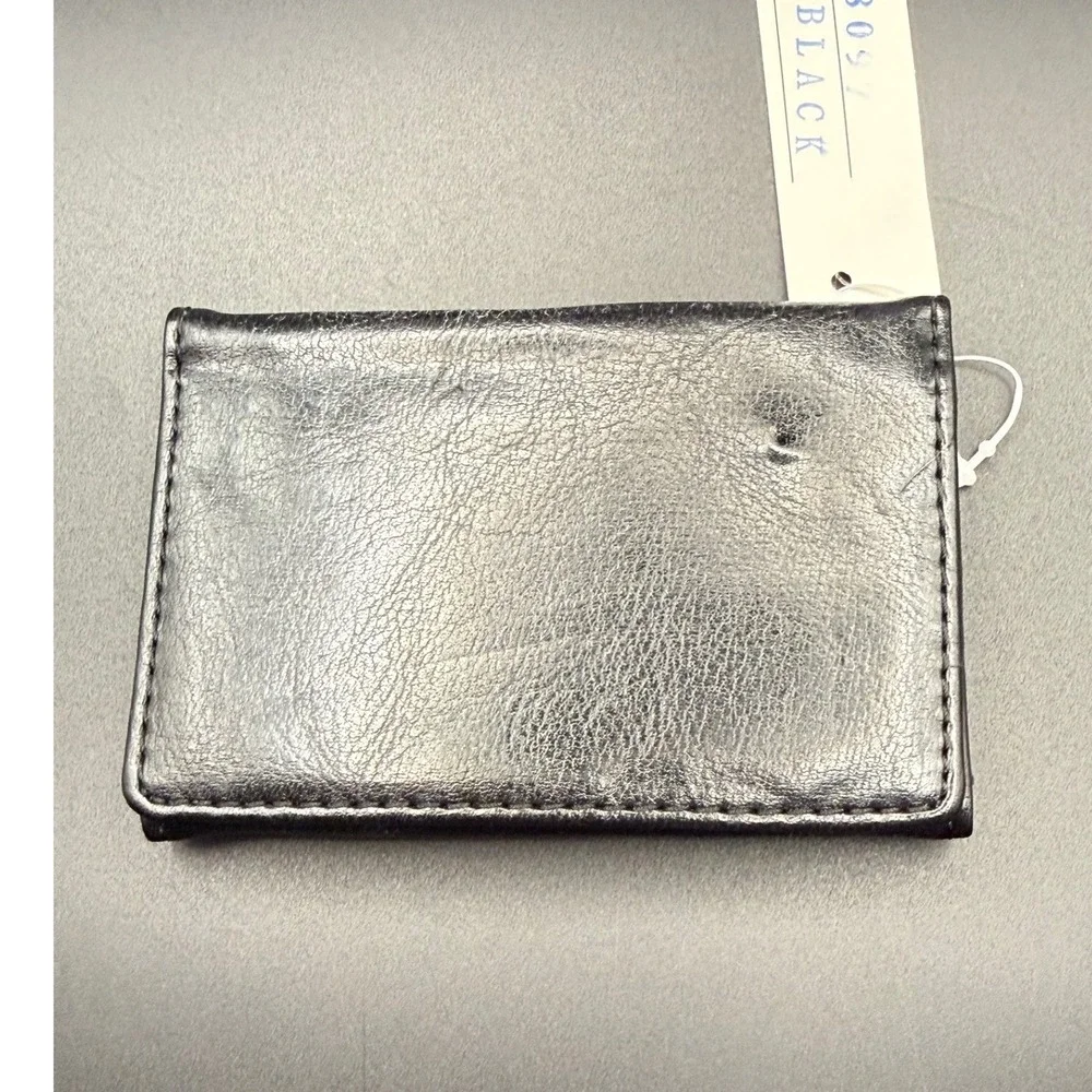 JC Fashion‎ Black Faux Leather Bifold Wallet with Zipper Pocket NWT